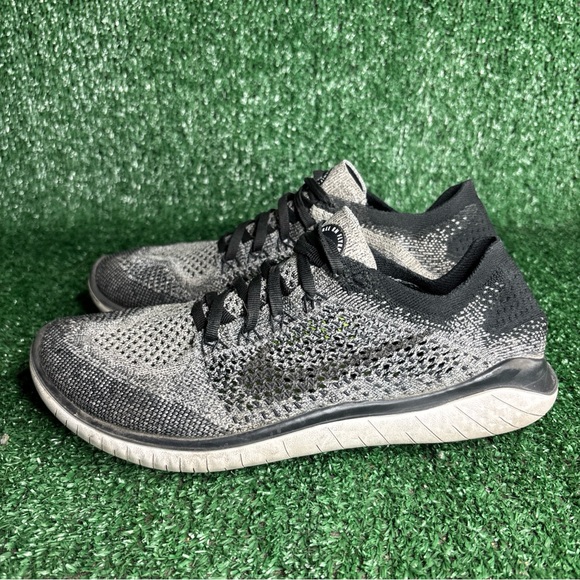 Nike Free RN Flyknit 2018 Womens Size 8 Shoes Oreo Black White Running Sneaker - Picture 3 of 12